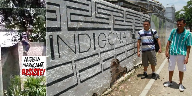 Dois carpinteiros descem do muro: Aldeia Maracanã